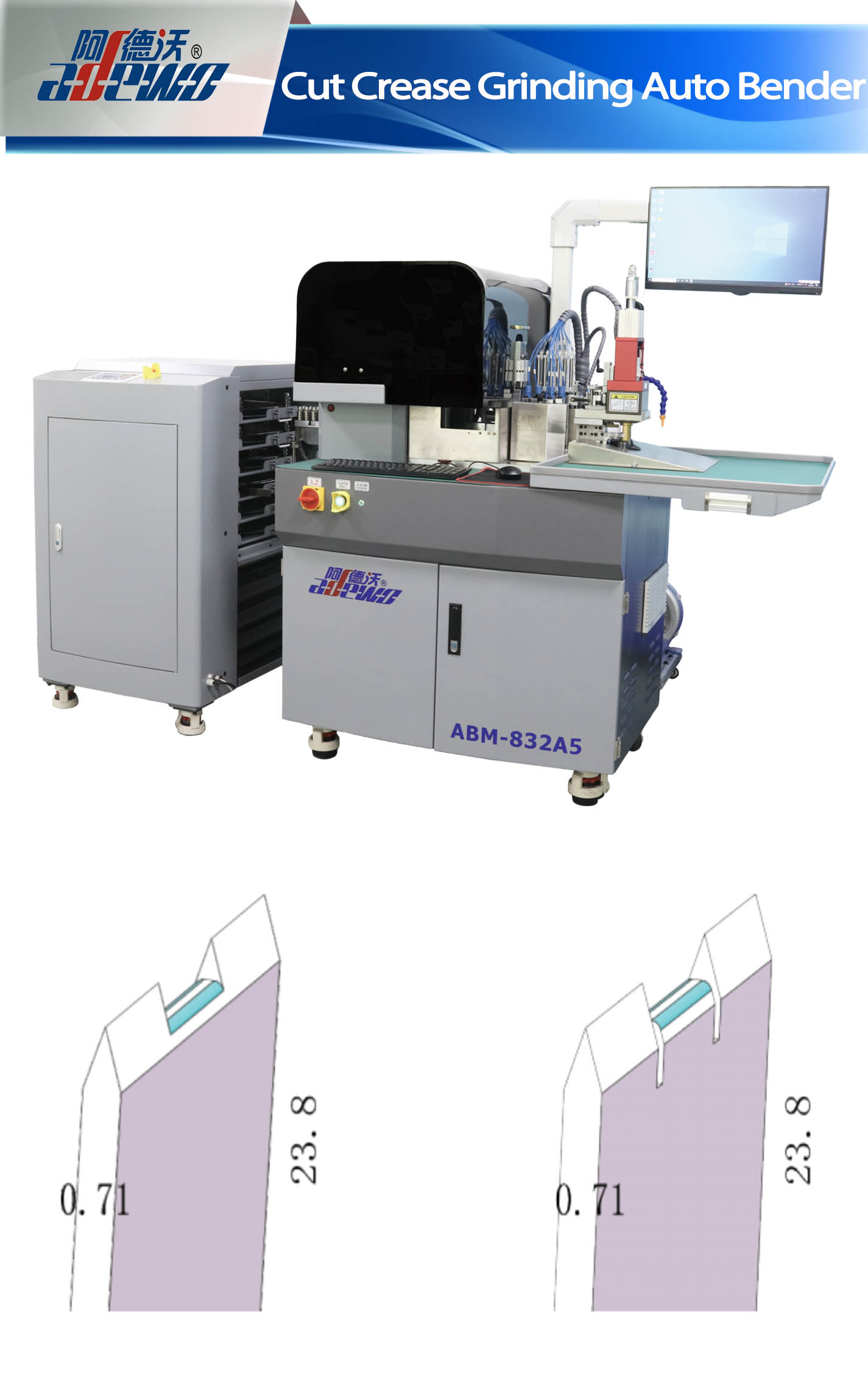 Cut Crease Grinding Auto Bender Machine